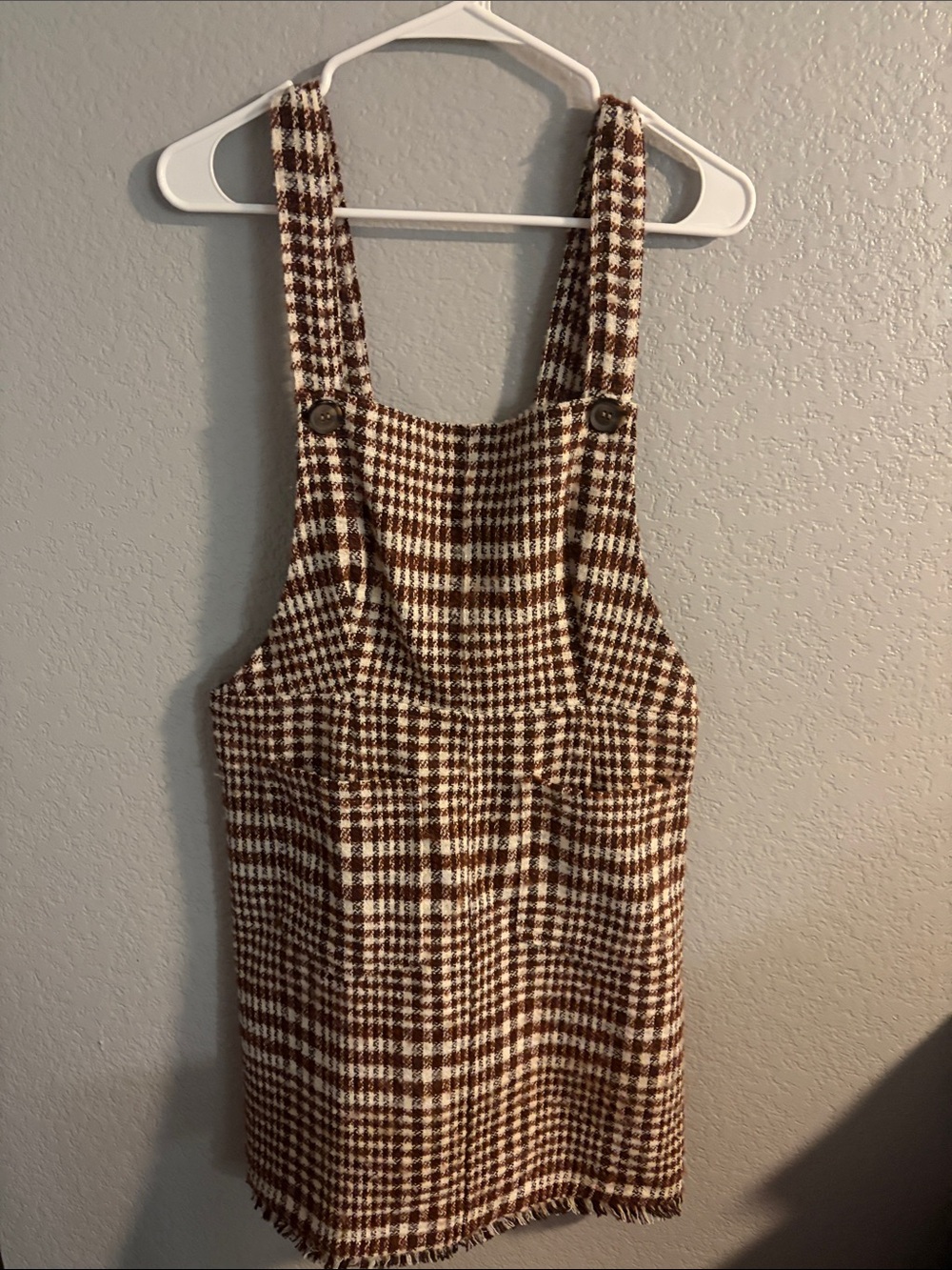 bohme Brown and Cream Houndstooth Mini Pinafore